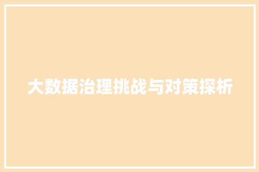 大数据治理挑战与对策探析  第1张