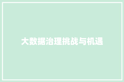 大数据治理挑战与机遇  第1张