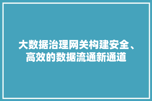 大数据治理网关构建安全、高效的数据流通新通道