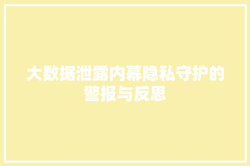 大数据泄露内幕隐私守护的警报与反思  第1张