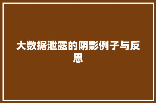 大数据泄露的阴影例子与反思  第1张