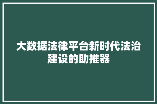 大数据法律平台新时代法治建设的助推器  第1张