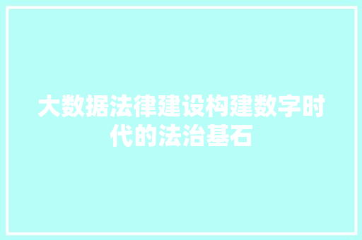大数据法律建设构建数字时代的法治基石  第1张