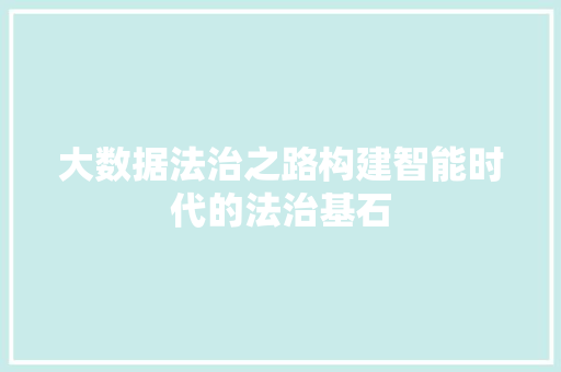大数据法治之路构建智能时代的法治基石  第1张
