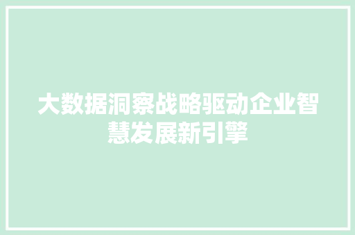 大数据洞察战略驱动企业智慧发展新引擎  第1张