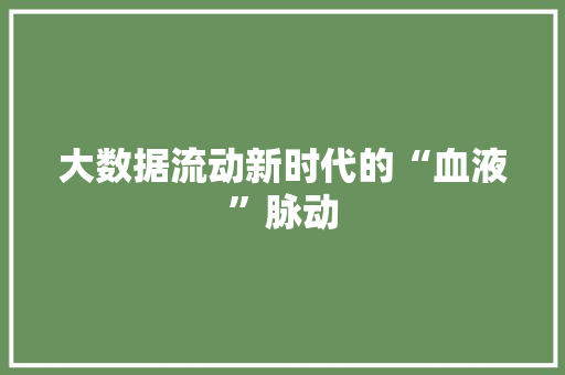 大数据流动新时代的“血液”脉动