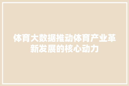 体育大数据推动体育产业革新发展的核心动力  第1张