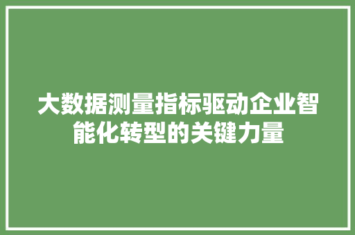 大数据测量指标驱动企业智能化转型的关键力量  第1张