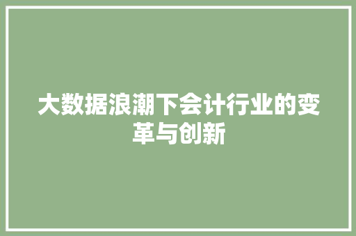 大数据浪潮下会计行业的变革与创新  第1张