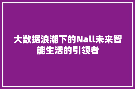 大数据浪潮下的Nall未来智能生活的引领者  第1张