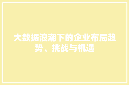 大数据浪潮下的企业布局趋势、挑战与机遇  第1张