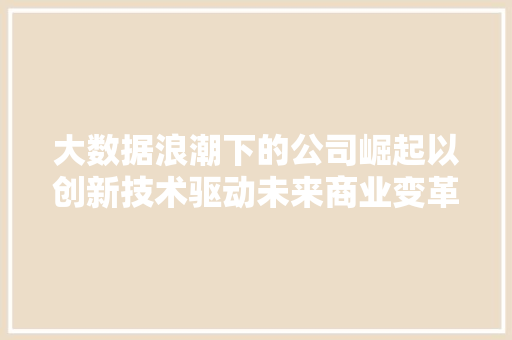 大数据浪潮下的公司崛起以创新技术驱动未来商业变革  第1张