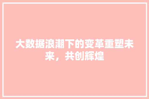 大数据浪潮下的变革重塑未来，共创辉煌  第1张