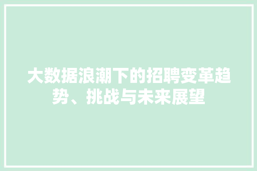 大数据浪潮下的招聘变革趋势、挑战与未来展望  第1张
