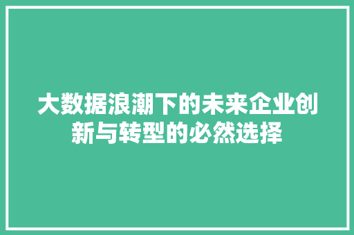 大数据浪潮下的未来企业创新与转型的必然选择  第1张
