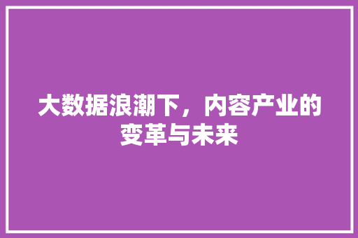 大数据浪潮下，内容产业的变革与未来  第1张