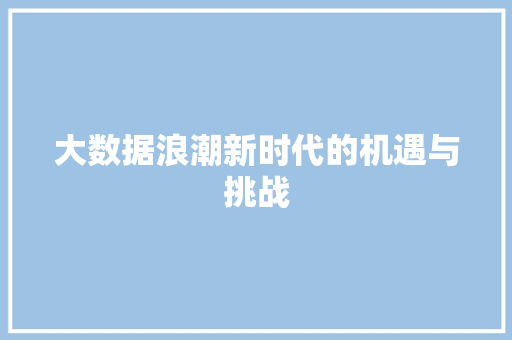 大数据浪潮新时代的机遇与挑战  第1张