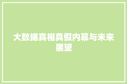 大数据真相真假内幕与未来展望  第1张