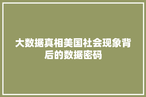 大数据真相美国社会现象背后的数据密码  第1张