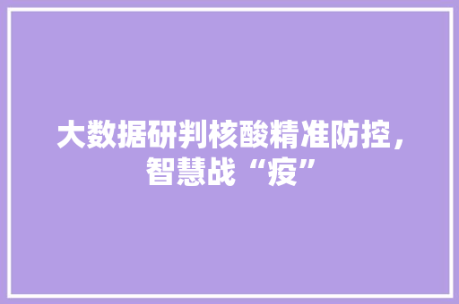 大数据研判核酸精准防控，智慧战“疫”  第1张
