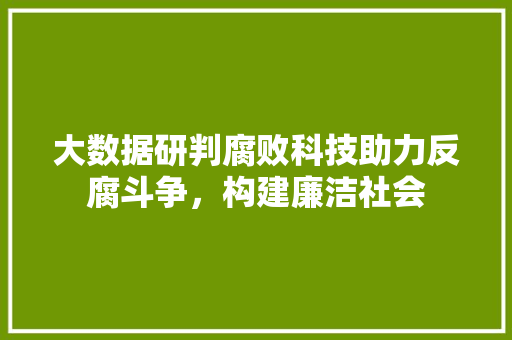 大数据研判腐败科技助力反腐斗争，构建廉洁社会