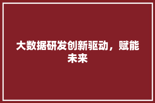 大数据研发创新驱动，赋能未来  第1张