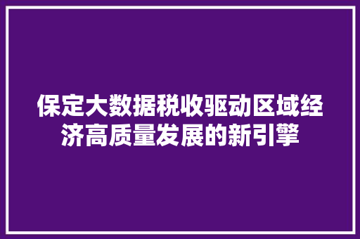 保定大数据税收驱动区域经济高质量发展的新引擎  第1张