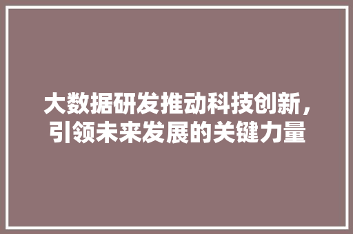 大数据研发推动科技创新，引领未来发展的关键力量