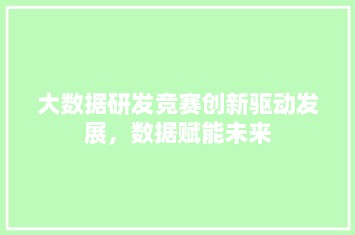 大数据研发竞赛创新驱动发展，数据赋能未来  第1张