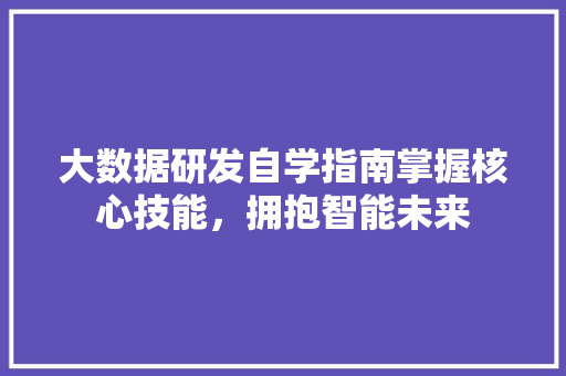 大数据研发自学指南掌握核心技能，拥抱智能未来