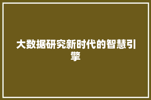 大数据研究新时代的智慧引擎