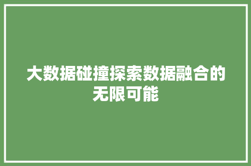 大数据碰撞探索数据融合的无限可能