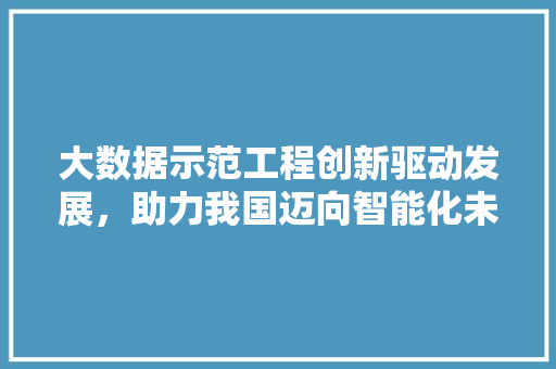 大数据示范工程创新驱动发展，助力我国迈向智能化未来