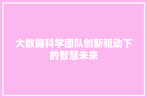大数据科学团队创新驱动下的智慧未来  第1张