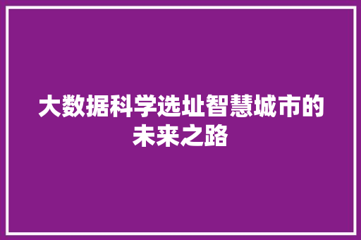 大数据科学选址智慧城市的未来之路  第1张