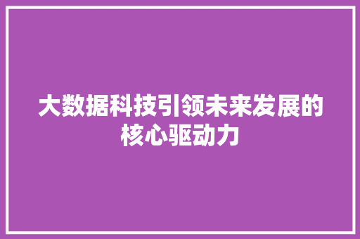 大数据科技引领未来发展的核心驱动力  第1张