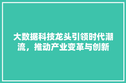 大数据科技龙头引领时代潮流，推动产业变革与创新  第1张