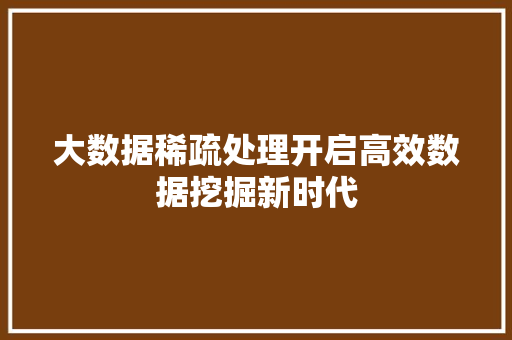 大数据稀疏处理开启高效数据挖掘新时代