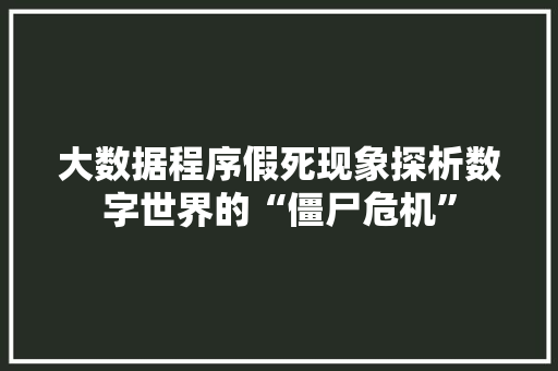 大数据程序假死现象探析数字世界的“僵尸危机”