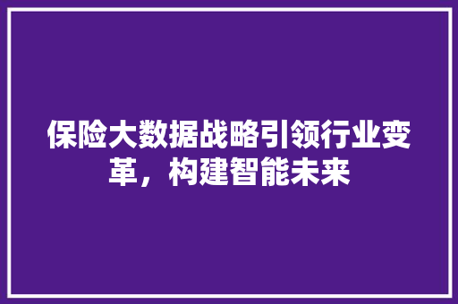保险大数据战略引领行业变革，构建智能未来