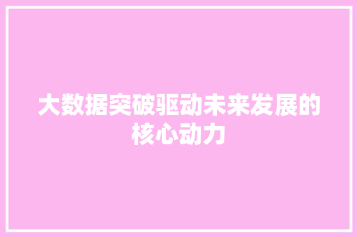 大数据突破驱动未来发展的核心动力  第1张