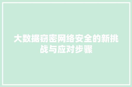 大数据窃密网络安全的新挑战与应对步骤