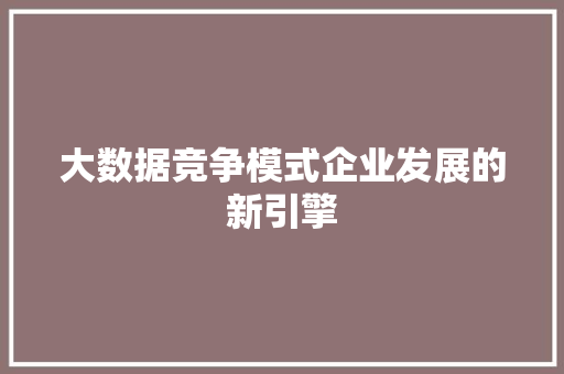 大数据竞争模式企业发展的新引擎  第1张