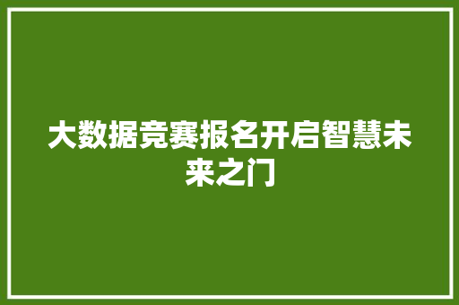 大数据竞赛报名开启智慧未来之门