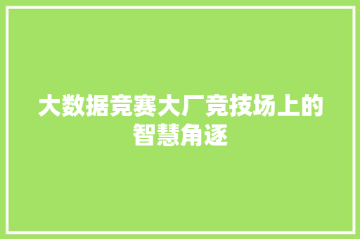 大数据竞赛大厂竞技场上的智慧角逐