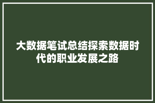 大数据笔试总结探索数据时代的职业发展之路