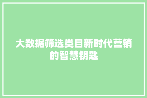 大数据筛选类目新时代营销的智慧钥匙  第1张