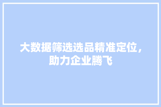大数据筛选选品精准定位，助力企业腾飞  第1张