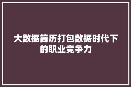 大数据简历打包数据时代下的职业竞争力  第1张