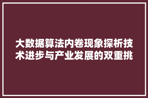 大数据算法内卷现象探析技术进步与产业发展的双重挑战  第1张
